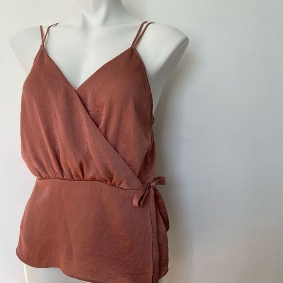 Express Satin Faux Wrap Tank Top - Picture 2 of 5